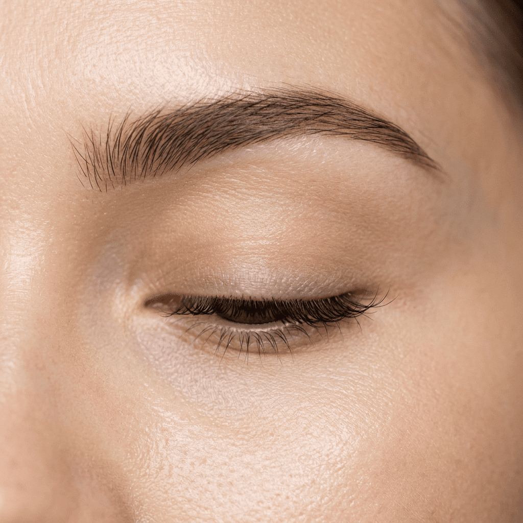 Lifted, tinted natural lashes