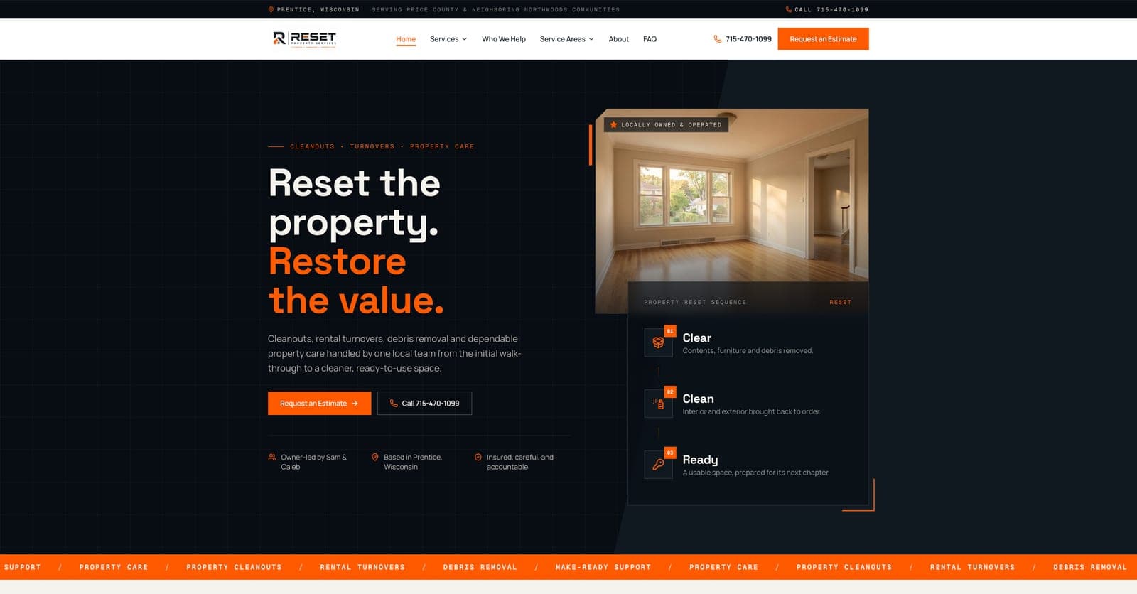 RESET Property Services website designed by Tech Turtle